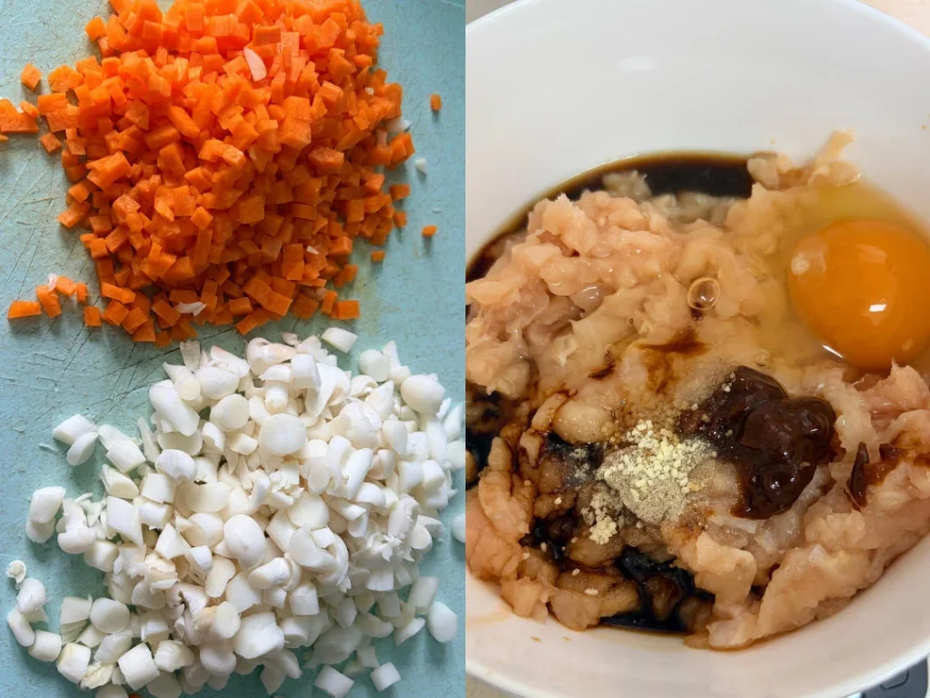 Healthy Steamed Chicken Buns with Mushroom and Carrot