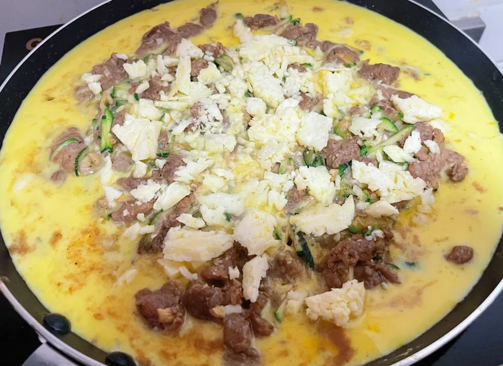 Vegetable Beef Scrambled Egg Cheese Ciabatta