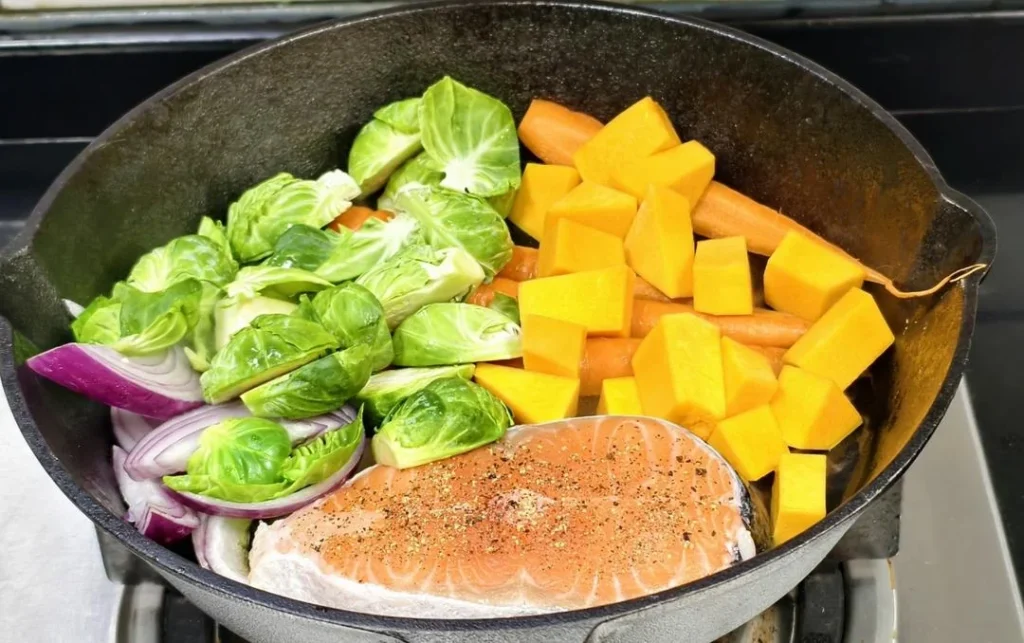 Low-Fat Salmon & Vegetable Medley