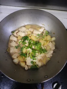 Chinese Breakfast – Congee, Sweet Potato, and Braised Potato with Tofu