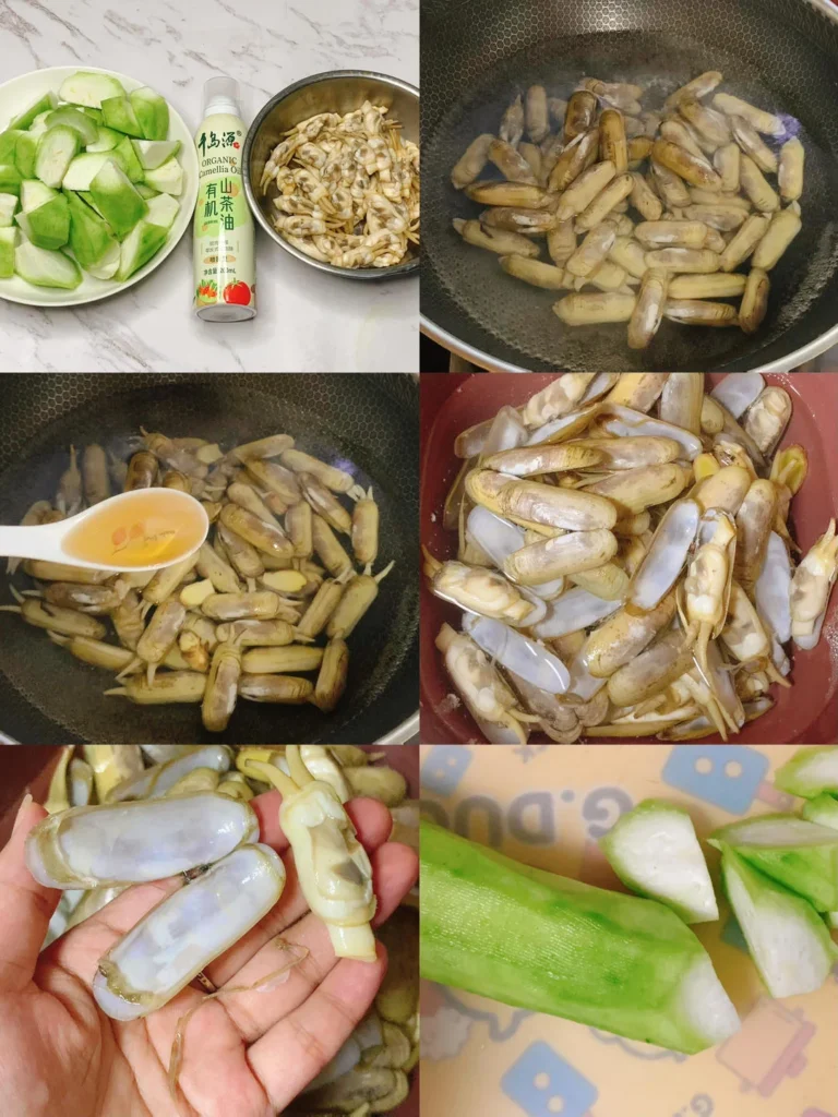 Luffa Gourd with Razor Clams