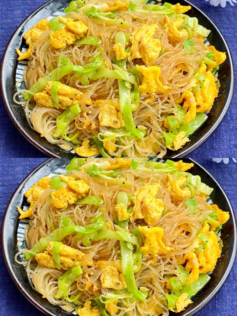 10-Minute Cabbage, Glass Noodles and Egg Stir-fry