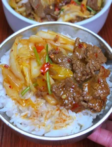 Stir-fried Beef with Napa Cabbage Stems