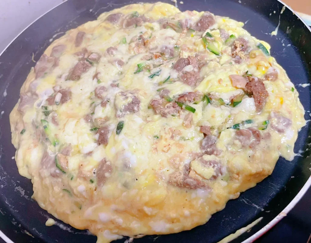 Vegetable Beef Scrambled Egg Cheese Ciabatta