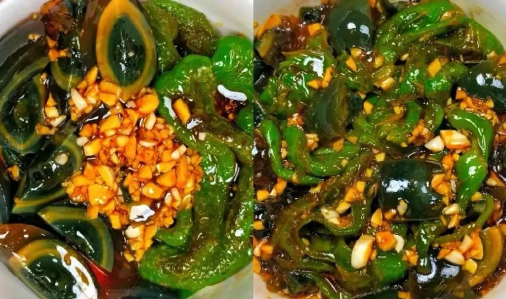 Smashed Green Peppers with Century Egg