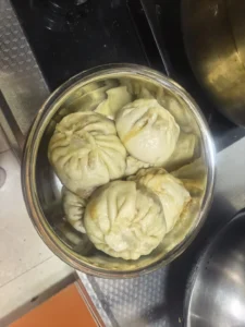 Water Bamboo, King Oyster Mushroom, Green Bean and Pork Steamed Buns