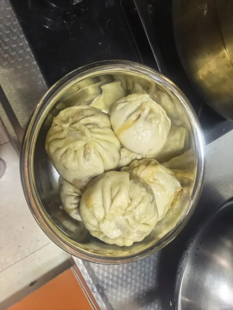 Water Bamboo, King Oyster Mushroom, Green Bean and Pork Steamed Buns