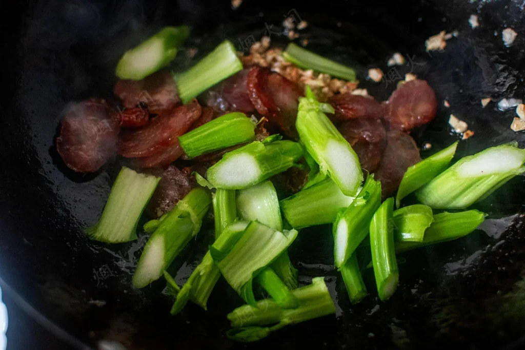10-Minute Stir-Fried Choy Sum with Chinese Sausage and Egg
