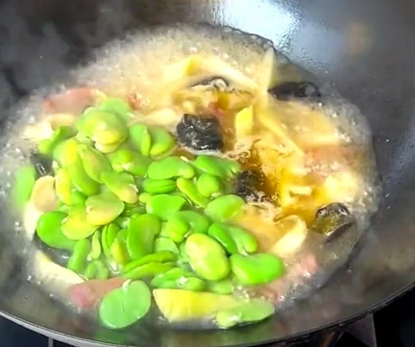 Braised Spring Bamboo Shoots with Fava Beans and Cured Pork