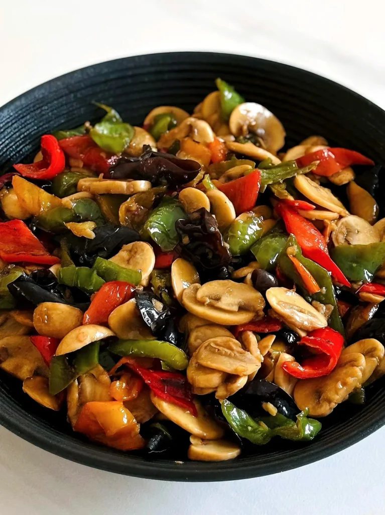 Spicy Stir-Fried Button Mushrooms with Peppers