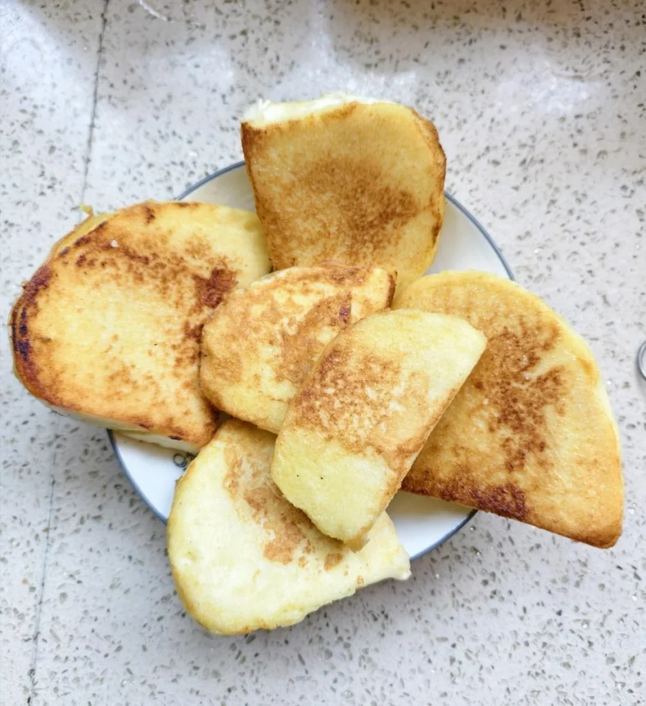 Golden Pan-Fried Egg-Coated Mantou Slices