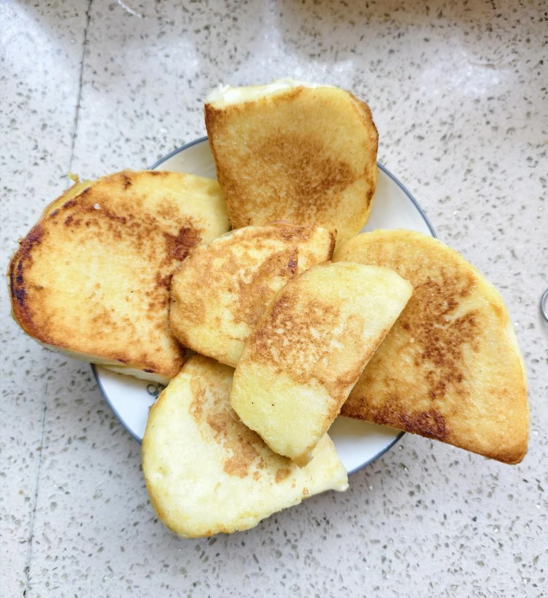 Golden Pan-Fried Egg-Coated Mantou Slices
