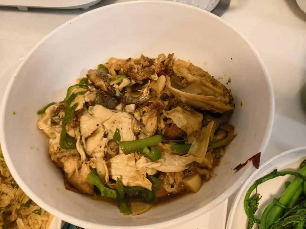 Braised Sea Bass with Dried Bean Curd Sticks