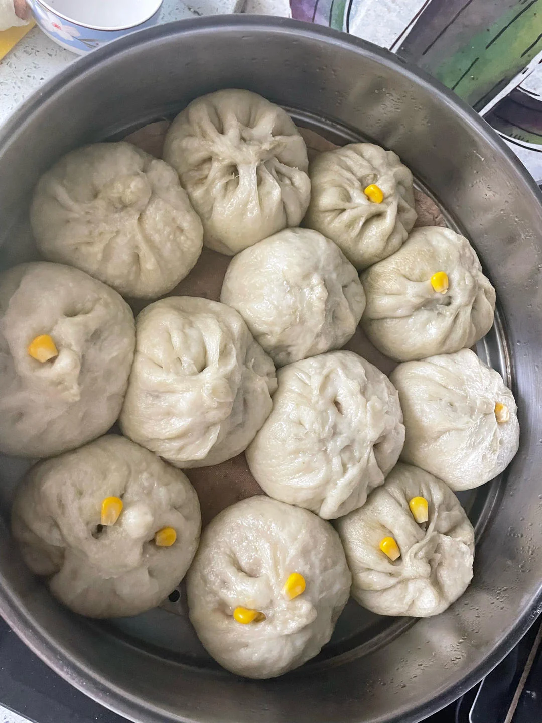Cabbage, Pork & Corn Steamed Buns