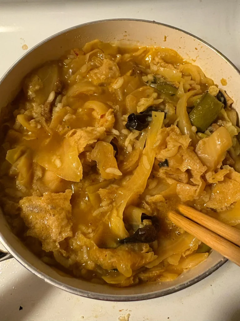 Curry Rice Bowl with Greens, Mushrooms and Pork (Version 2)