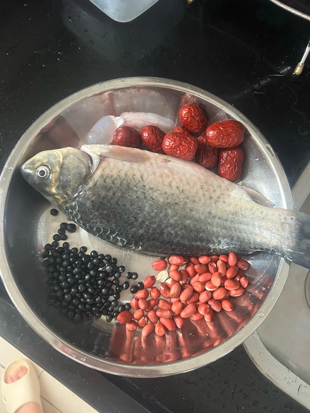 Crucian Carp, Black Bean and Peanut Soup