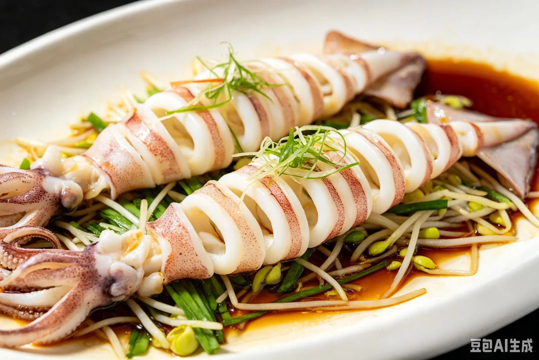 Blanched Squid with Bean Sprouts and Chives