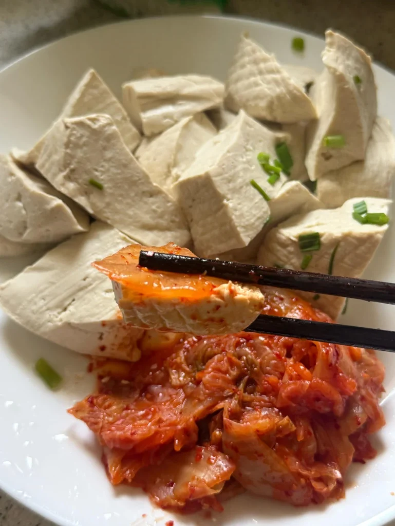 Steamed Tofu with Kimchi