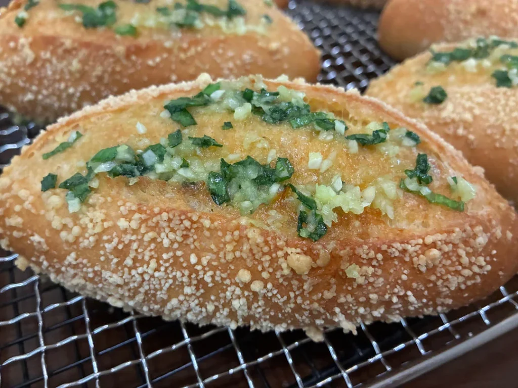 20% Whole Wheat French Soft Rolls with Garlic Butter, Cheese & Pork Jerky