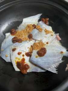 Pomfret Three Ways with Minced Pork