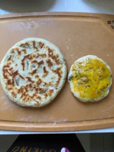 Beef and Cheese Yeast Flatbread — Pan-Fried & Air-Fried, Two Ways from One Dough!