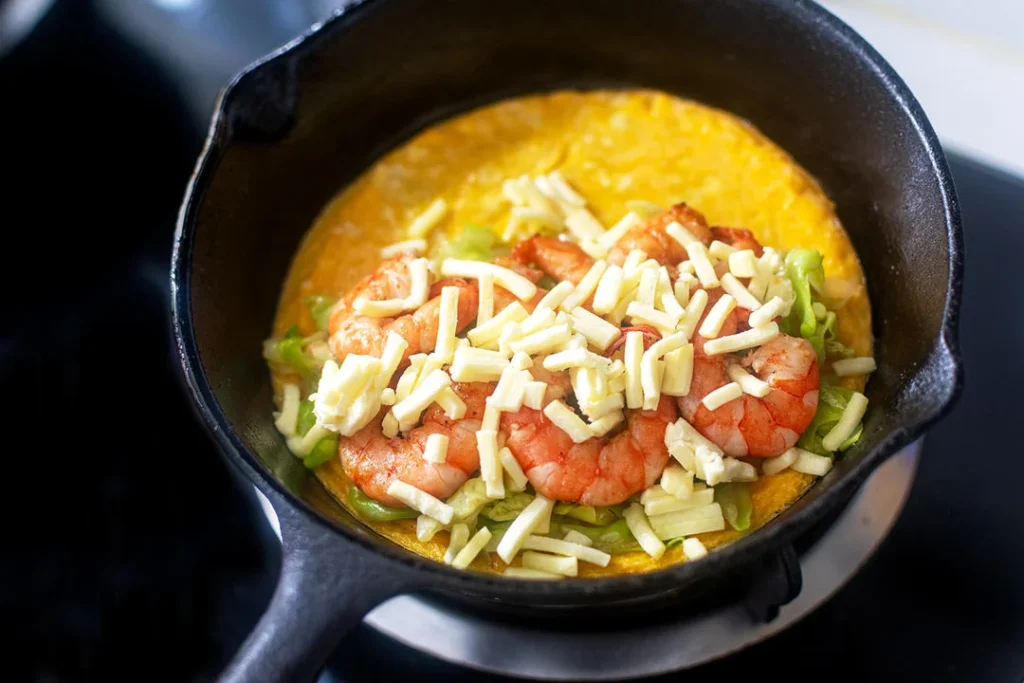 Creative Breakfast Egg Pancakes! Buckwheat Pancakes with Cabbage, Shrimp & Eggs 🌮