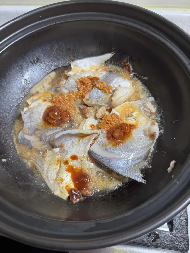Pomfret Three Ways with Minced Pork