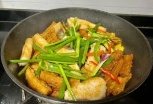 Braised Fish Belly with Fried Tofu Sticks