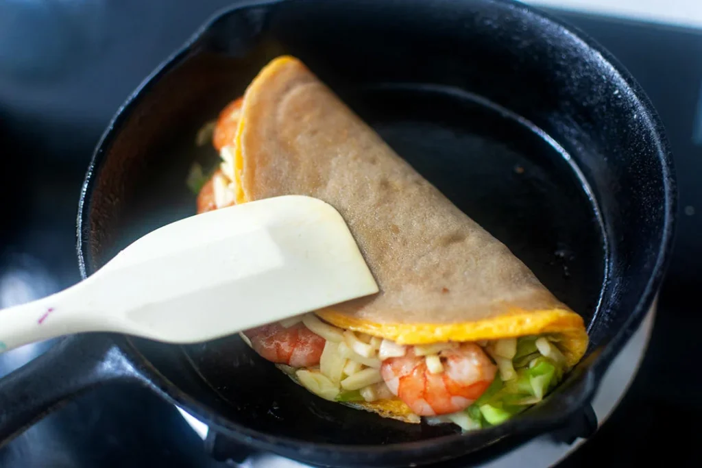 Creative Breakfast Egg Pancakes! Buckwheat Pancakes with Cabbage, Shrimp & Eggs 🌮