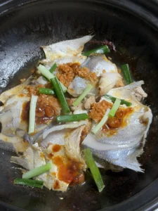 Pomfret Three Ways with Minced Pork