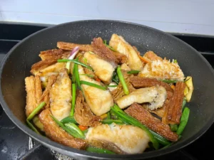 Braised Fish Belly with Fried Tofu Sticks