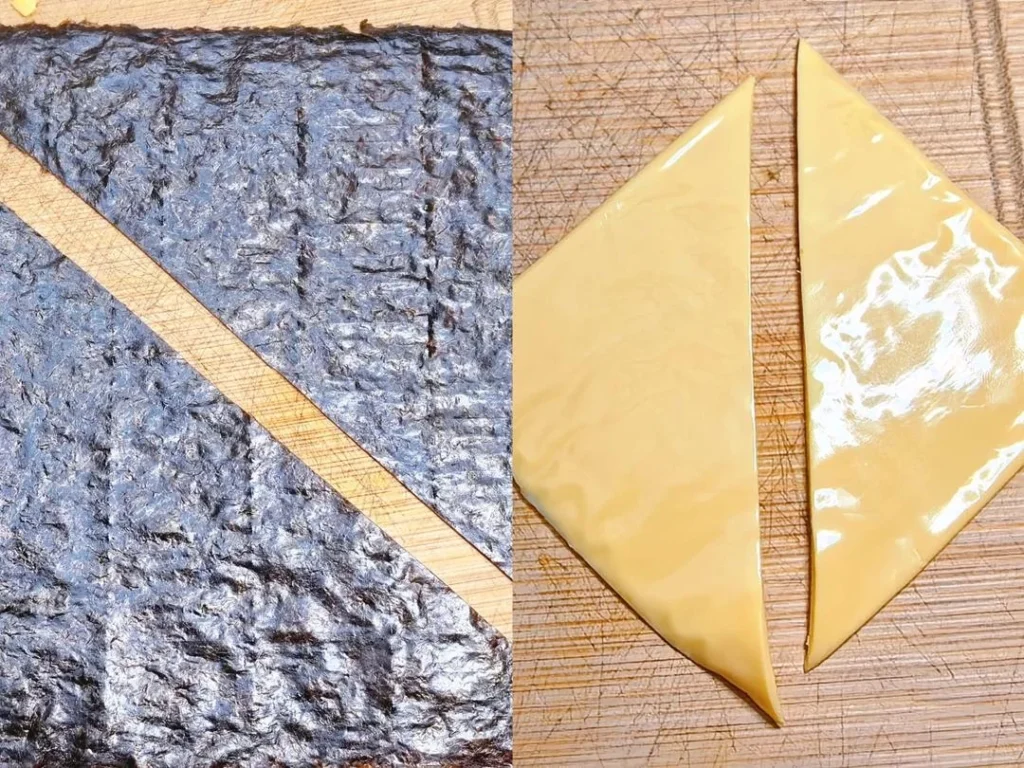 Quick Breakfast Triangle Seaweed Rice Ball (Cheese-Stuffed)