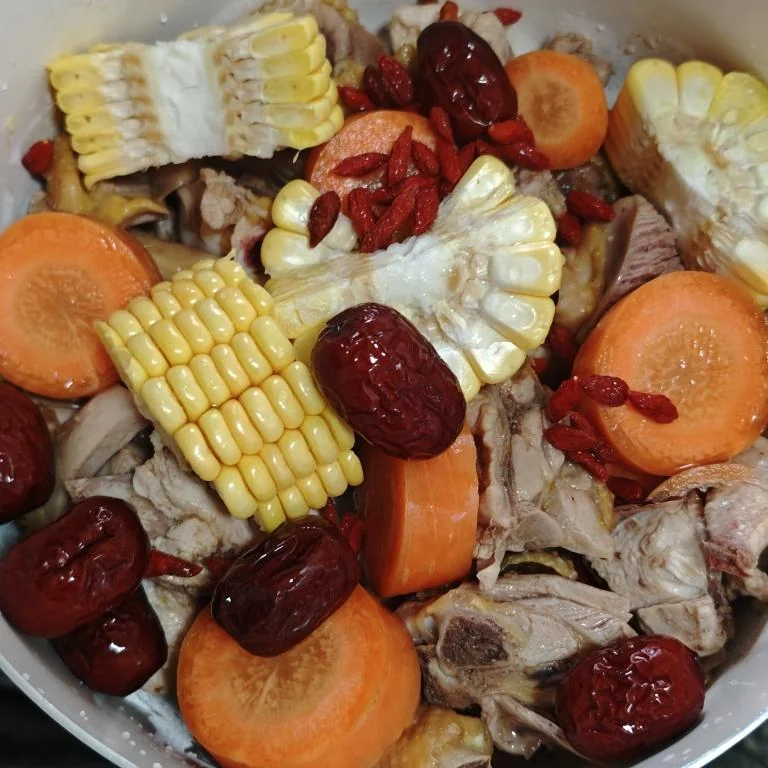 Sweet Corn, Carrot and Chicken Soup