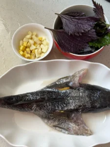 Marble Goby in Golden Broth with Perilla