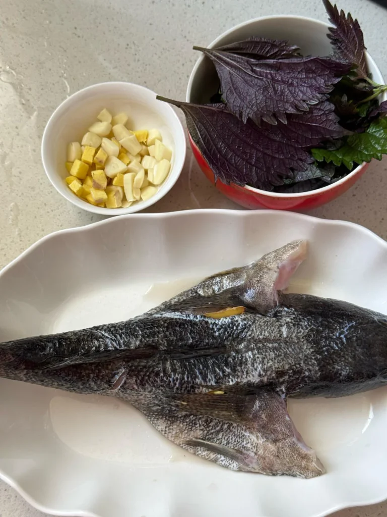 Marble Goby in Golden Broth with Perilla