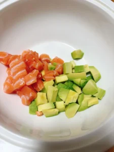 Salmon & Avocado Mustard Mayo Salad