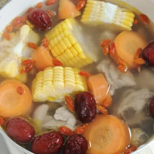 Sweet Corn, Carrot and Chicken Soup