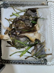 Roasted Halibut Head with Spring Onions