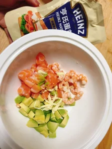 Salmon & Avocado Mustard Mayo Salad