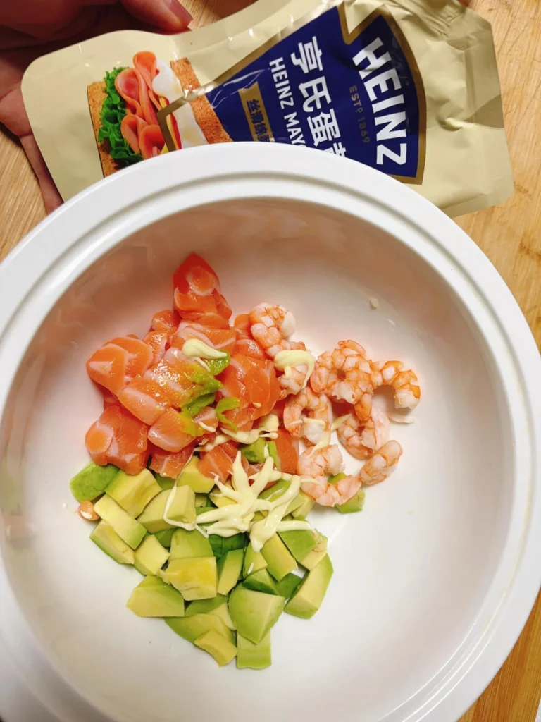 Salmon & Avocado Mustard Mayo Salad