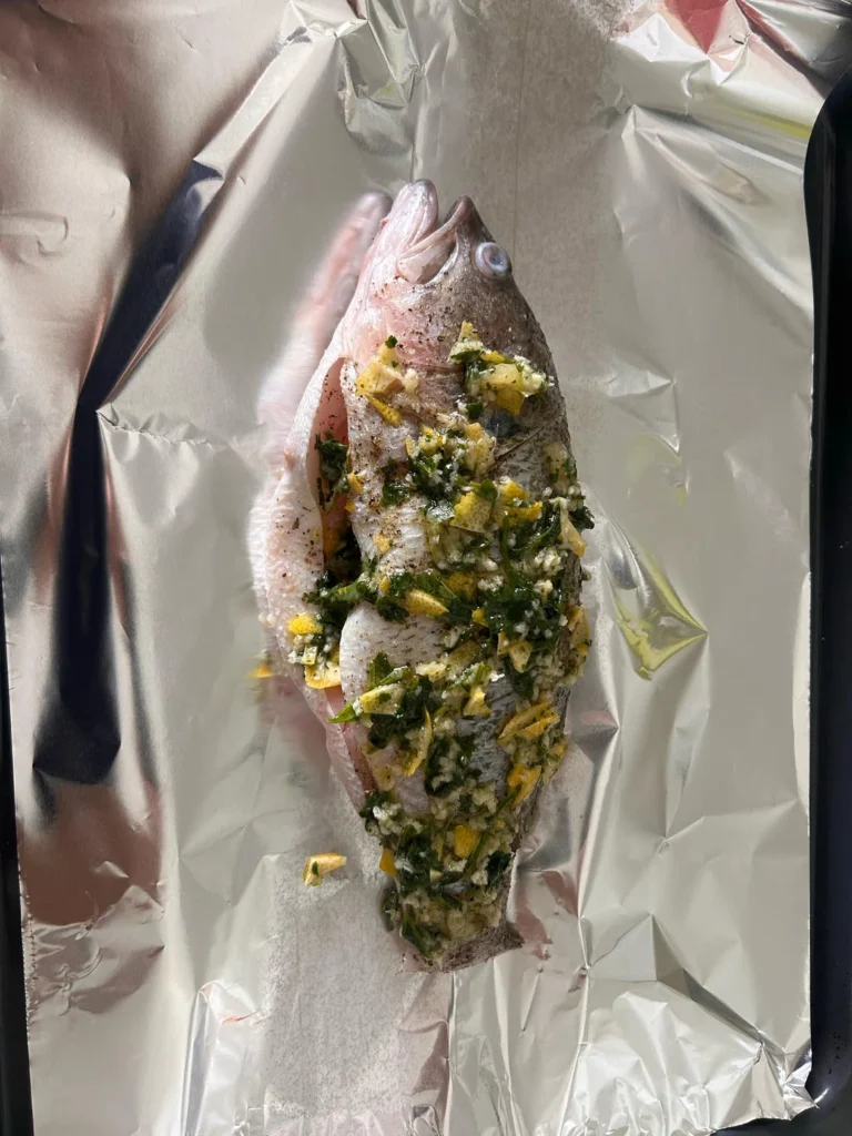 Garlic Lemon Roasted Sea Bass