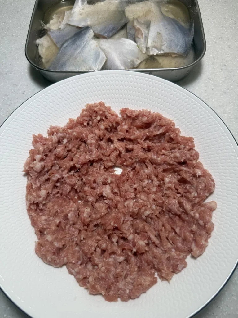 Pomfret Three Ways with Minced Pork