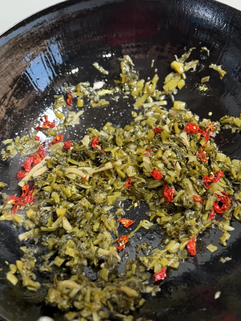 Steamed Cod with Pickled Mustard Greens