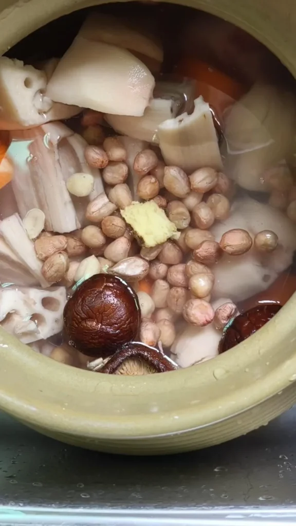 Pork Bone and Lotus Root Soup with Sliced Braised Pork Belly