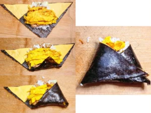 Quick Breakfast Triangle Seaweed Rice Ball (Cheese-Stuffed)