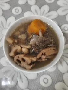 Pork Bone and Lotus Root Soup with Sliced Braised Pork Belly