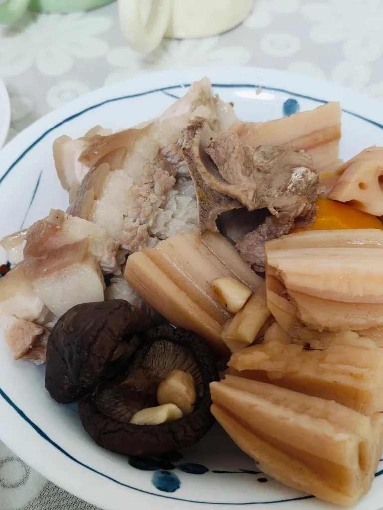 Pork Bone and Lotus Root Soup with Sliced Braised Pork Belly