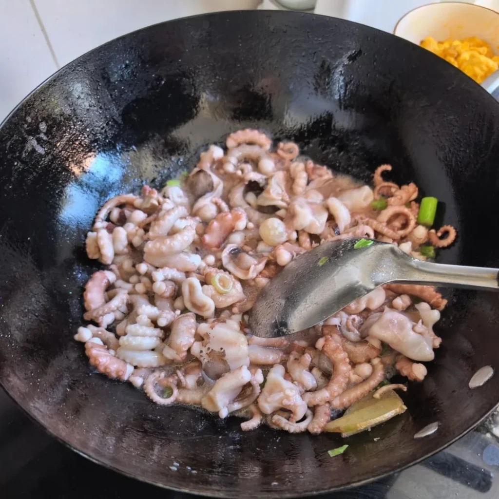 Stir-fried Octopus with Garlic Scapes