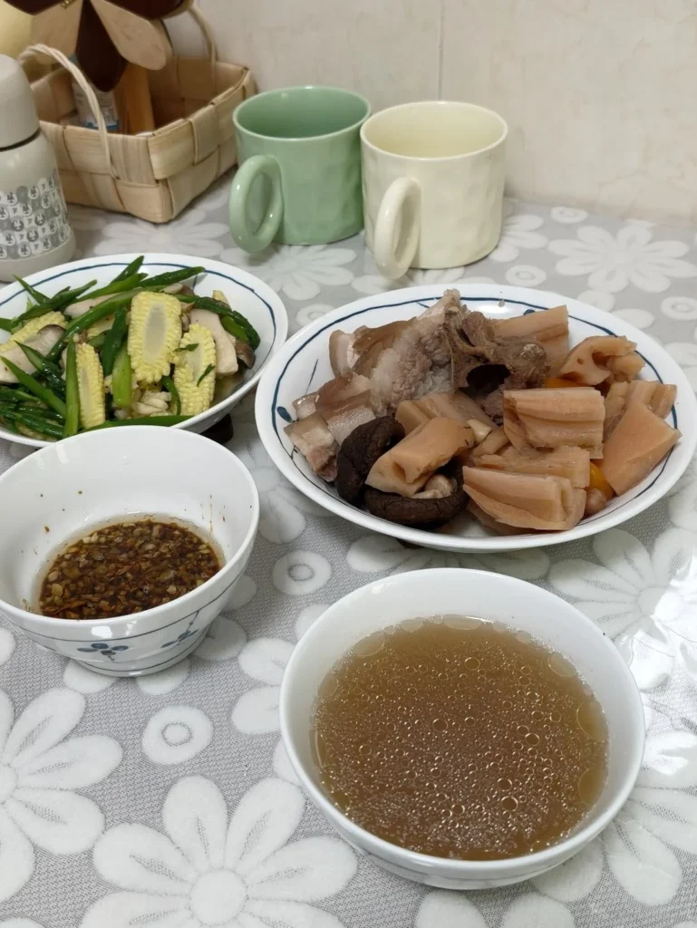 Pork Bone and Lotus Root Soup with Sliced Braised Pork Belly