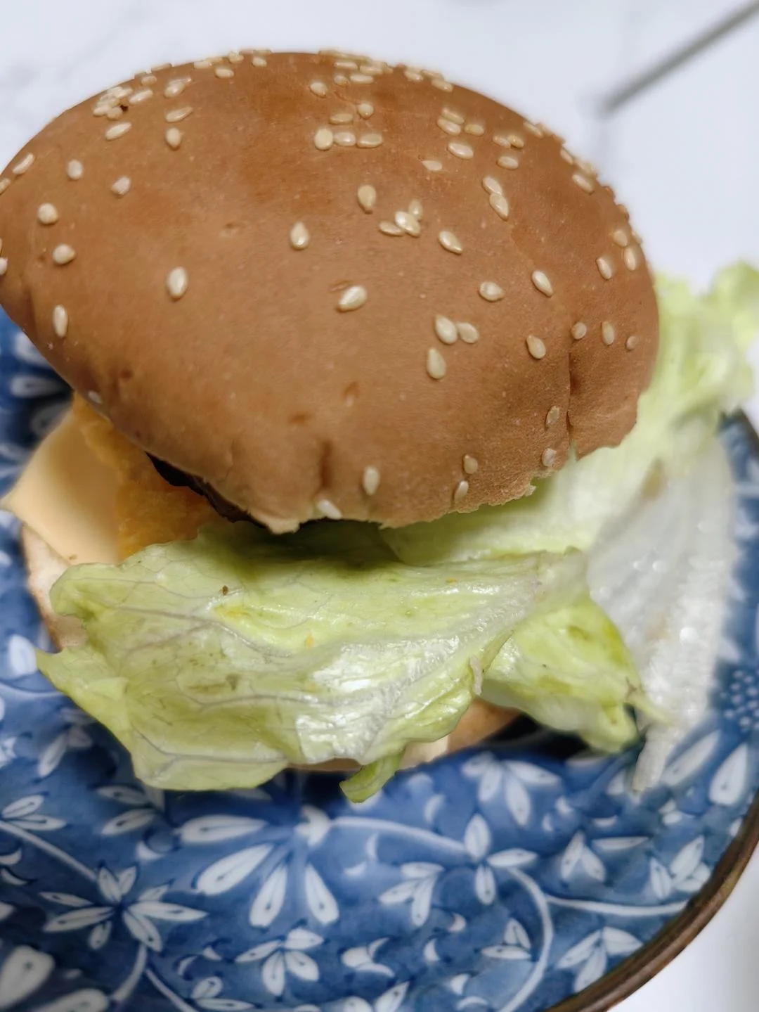 Beef Patty, Shrimp Cutlet & Cheese Burger